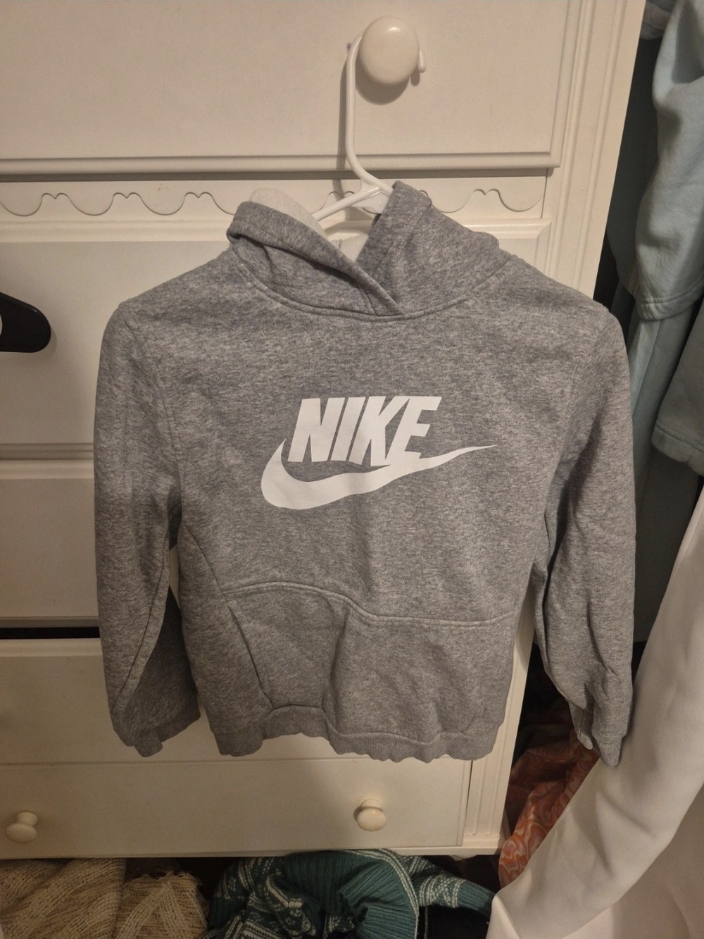 Nike Gray Pullover Hoodie with White Logo Patch